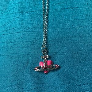 Pink orb heart necklace